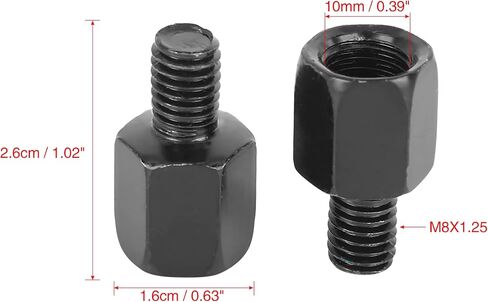 F FIERCE CYCLE 2pcs M10 LH to M8 LH Black Motorcycle Rearview Mirrors Adapter Bolt Screw Universal in Saudi Arabia
