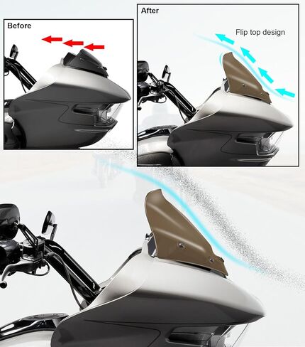 10 بوصات فاصل الرياح للزجاج الأمامي المموج يناسب Harley Davidson CVO Road Glide FLTRXSE 2023-up، CVO Road Glide ST FLTRXSTSE 2024-up، Road Glide FLTRX 2024-up، 2026-up FLTRT&FLTRXL in Kuwait