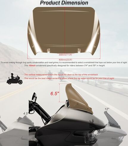 10 بوصات فاصل الرياح للزجاج الأمامي المموج يناسب Harley Davidson CVO Road Glide FLTRXSE 2023-up، CVO Road Glide ST FLTRXSTSE 2024-up، Road Glide FLTRX 2024-up، 2026-up FLTRT&FLTRXL in Kuwait