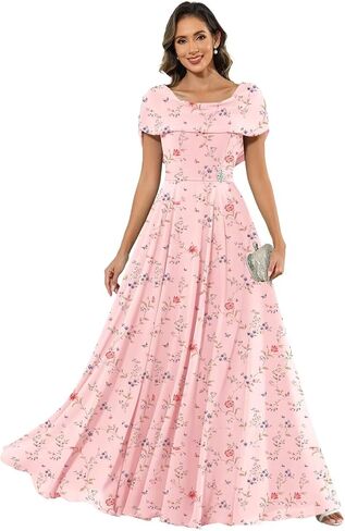 Chiffon Mother of The Bride Dresses for Women Long Cap Sleeves Pleated Formal Evening Gown in Saudi Arabia