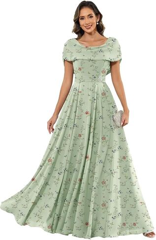 Chiffon Mother of The Bride Dresses for Women Long Cap Sleeves Pleated Formal Evening Gown in Saudi Arabia