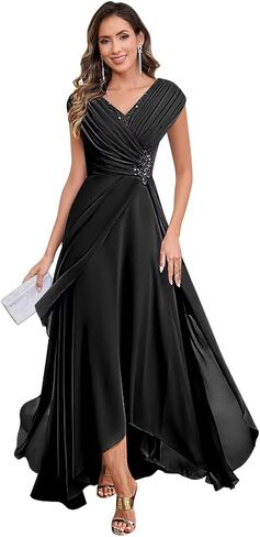 Lace Applique Mother of The Bride Dresses for Wedding Cap Sleeve Formal Dress Ruched Chiffon Evening Gown in Kuwait