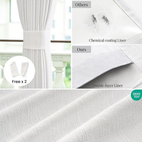 Topfinel ستائر تعتيم طبيعية طويلة 84 بوصة لغرفة النوم وغرفة المعيشة، ستائر مطوية بعلامة تبويب خلفية للمزرعة لنظام المسار، أجواء كتان محايدة وستائر خصوصية طبيعية 52 بوصة عرض * 84 بوصة طول in Kuwait