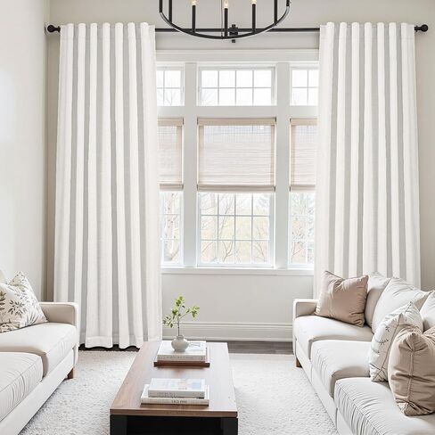 Topfinel ستائر تعتيم طبيعية طويلة 84 بوصة لغرفة النوم وغرفة المعيشة، ستائر مطوية بعلامة تبويب خلفية للمزرعة لنظام المسار، أجواء كتان محايدة وستائر خصوصية طبيعية 52 بوصة عرض * 84 بوصة طول in Kuwait