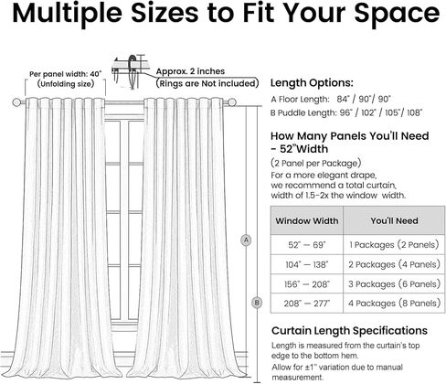 Topfinel ستائر تعتيم طبيعية طويلة 84 بوصة لغرفة النوم وغرفة المعيشة، ستائر مطوية بعلامة تبويب خلفية للمزرعة لنظام المسار، أجواء كتان محايدة وستائر خصوصية طبيعية 52 بوصة عرض * 84 بوصة طول in Kuwait