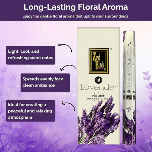 أعواد بخور اللافندر عدد 120 | بخور علاجي طبيعي ملفوف يدويًا للاسترخاء وتخفيف التوتر والتأمل واليوجا والصلاة | رائحة مهدئة تدوم طويلاً | زيد بلاك in Kuwait