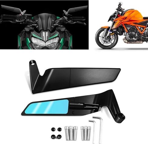 مرآة الرؤية الخلفية للدراجة النارية 1390 Super Duke R Evo 1390 super duke r evo 2024 2025، يمكن تعديل جناح الرياح الخفية بزاوية 360 درجة (أبيض) in Kuwait