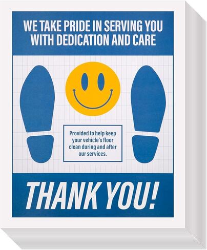 Houseables Paper Floor Mats for Cars, Paper Car Floor Mats, Disposable Protector, for Detailing, Wash, Automotive Dealer, Auto Detail, Thank You, Laminated, White, 16" x 20", 10 Pack in Kuwait