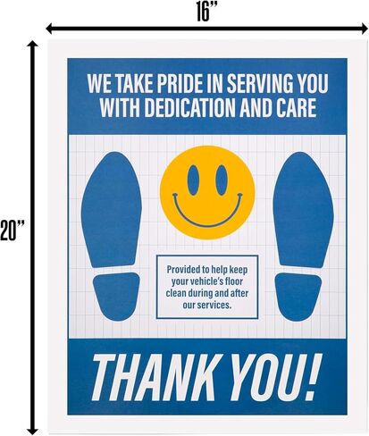 Houseables Paper Floor Mats for Cars, Paper Car Floor Mats, Disposable Protector, for Detailing, Wash, Automotive Dealer, Auto Detail, Thank You, Laminated, White, 16" x 20", 10 Pack in Kuwait