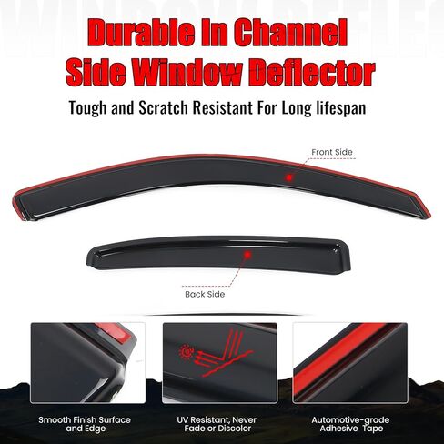 IKON MOTORSPORTS في أقنعة نافذة القناة متوافقة مع 2013-2015 شيفروليه ماليبو و2016 ماليبو المحدودة، واقيات المطر من الدخان الأكريليك ذات الطراز النحيف، عاكسات الرياح الجانبية للنافذة 4 قطع in Kuwait