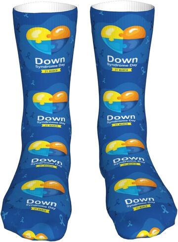 Down Syndrome Awareness Month Socks,Funny Crew Socks for Women Men Cosplay Party Hiking 16 inch in Saudi Arabia