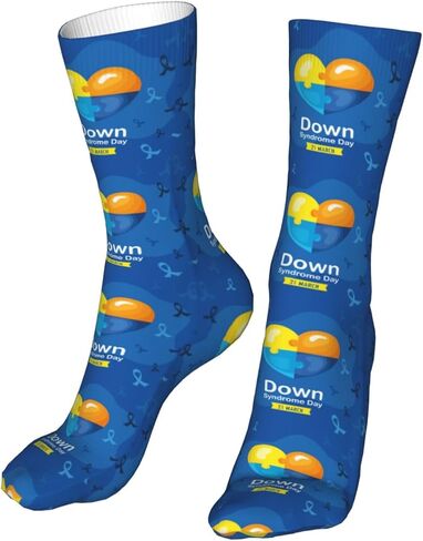 Down Syndrome Awareness Month Socks,Funny Crew Socks for Women Men Cosplay Party Hiking 16 inch in Saudi Arabia