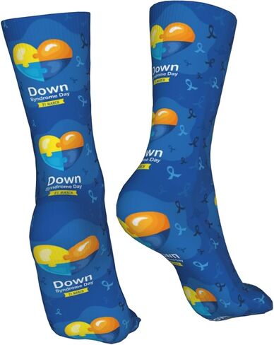 Down Syndrome Awareness Month Socks,Funny Crew Socks for Women Men Cosplay Party Hiking 16 inch in Saudi Arabia