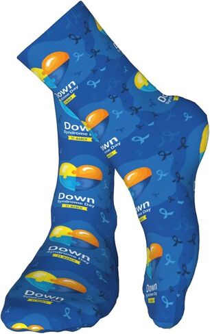 Down Syndrome Awareness Month Socks,Funny Crew Socks for Women Men Cosplay Party Hiking 16 inch in Saudi Arabia