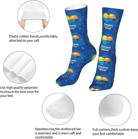 Down Syndrome Awareness Month Socks,Funny Crew Socks for Women Men Cosplay Party Hiking 16 inch in Saudi Arabia
