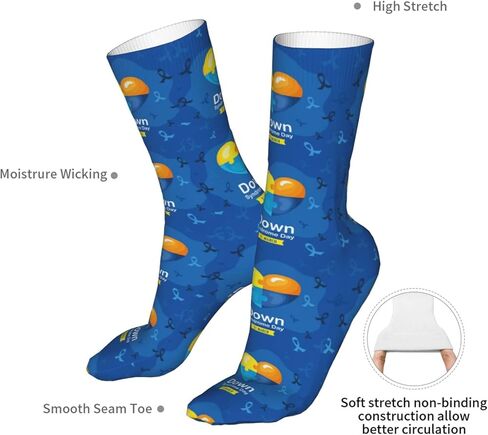 Down Syndrome Awareness Month Socks,Funny Crew Socks for Women Men Cosplay Party Hiking 16 inch in Saudi Arabia