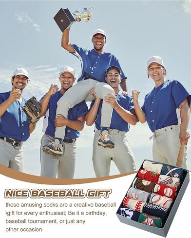 Patelai 12 Pairs Funny Baseball Theme Crew Socks for Men Youth, Bulk Novelty Baseball Stuff Accessories Dress Socks for Adult Coach Player Team Party Favors Senior Night Gifts in Saudi Arabia