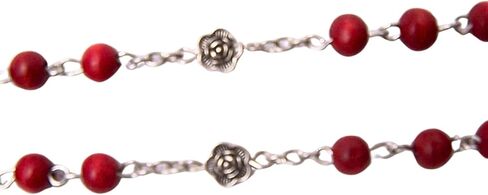 Rose-Scented Catholic Rosary, 7mm Red Wood Beads, Silver Toned Cross, 19 inches in Saudi Arabia