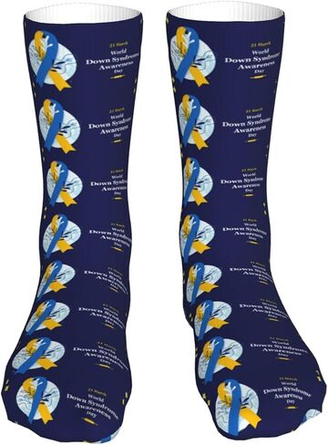 Down Syndrome Awareness Month Socks,Funny Crew Socks for Women Men Cosplay Party Hiking 16 inch in Saudi Arabia