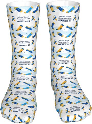 Down Syndrome Awareness Month Socks,Funny Crew Socks for Women Men Cosplay Party Hiking 16 inch in Saudi Arabia
