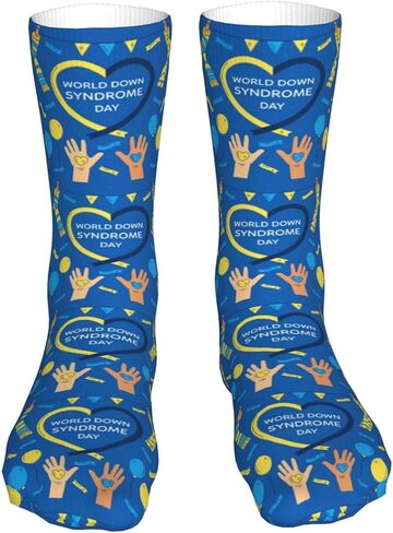 Down Syndrome Awareness Month Socks,Funny Crew Socks for Women Men Cosplay Party Hiking 16 inch in Saudi Arabia