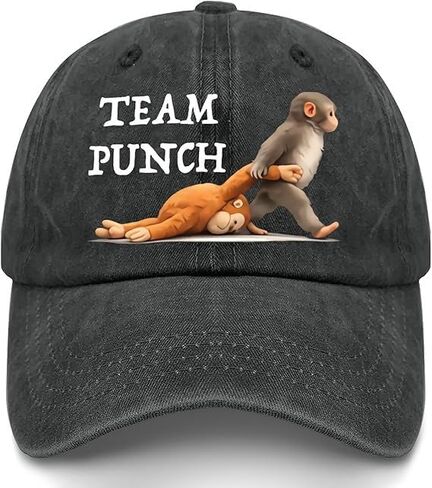 Team Punch Monkey Baseball Cap, Funny Vintage Washed Cotton Adjustable Dad Hat for Men Women in Saudi Arabia