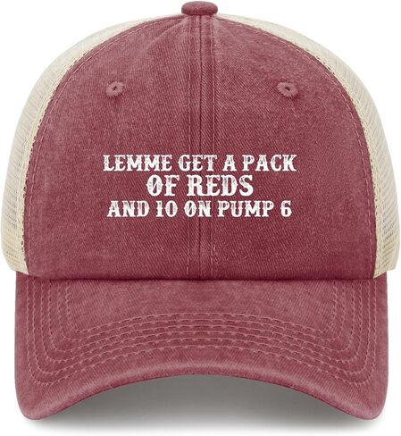 Lemme Get A Pack of Reds and 10 On Pump 6 Trucker Hat Men Vintage Mesh Cap for Summer in Saudi Arabia