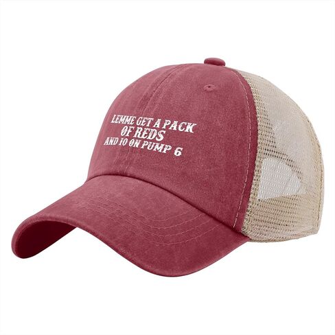 Lemme Get A Pack of Reds and 10 On Pump 6 Trucker Hat Men Vintage Mesh Cap for Summer in Saudi Arabia