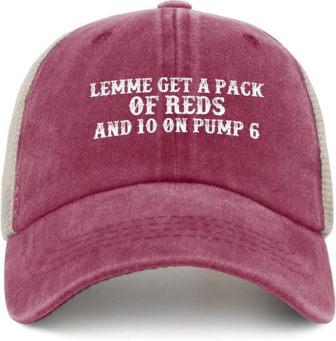 Lemme Get A Pack of Reds and 10 On Pump 6 Trucker Hat Men Vintage Mesh Cap for Summer in Saudi Arabia