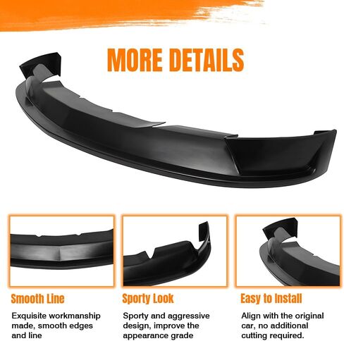 Front Bumper Lip Spoiler, Compatible with 2010-2012 Ford Mustang GT V8 Only, PU Black ST Style Add-on Front Splitter Air Dam Chin Protector in Saudi Arabia