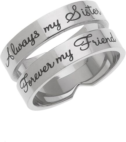 خاتم Always My Sister Forever My Friend Sister's - خاتم قابل للتكديس مجوهرات وهدايا للأخت، مقاس من 6 إلى 9 in Kuwait