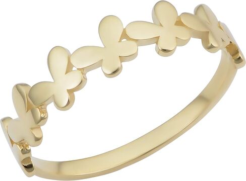 Kooljewelry 14k Yellow Gold Swarm of Butterfly Minimalist Ring in Saudi Arabia