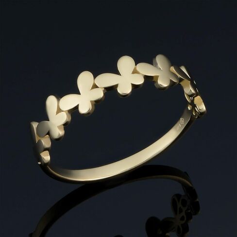 Kooljewelry 14k Yellow Gold Swarm of Butterfly Minimalist Ring in Saudi Arabia