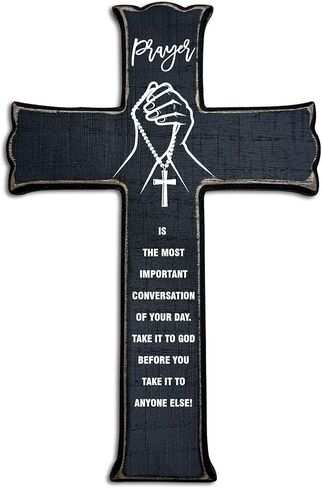 Cross Wall Decor - Wood Color Scripture Wooden Cross For Wall - Rustic Wooden Hanging Signs Christian Easter Decor for Home Office Church Baptism - Christian Gifts for Men Women (Love)- A03 in Saudi Arabia