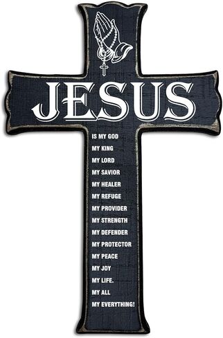 Cross Wall Decor - Wood Color Scripture Wooden Cross For Wall - Rustic Wooden Hanging Signs Christian Easter Decor for Home Office Church Baptism - Christian Gifts for Men Women (Love)- A03 in Saudi Arabia