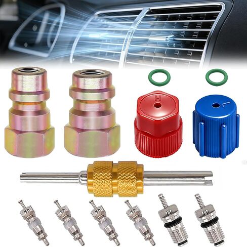 Taiss 59PCS Air Conditioning Valve Core Accessories Kit R12 R134a Refrigeration Tire Valve Stem Cores with Valve Core Rmover Tool HVAC AC System Seal Caps Kit F-092 in Saudi Arabia