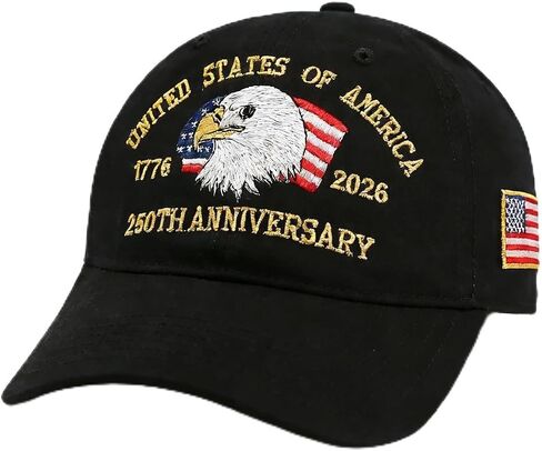 250th Anniversary Eagle Flag Hat America USA Baseball Cap Embroidered 250 Year Patriotic Merchandise Cap Father Gift in Kuwait