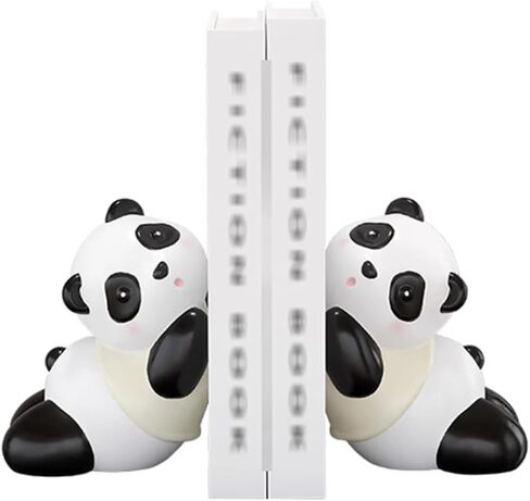 Cute Panda Decorative Bookends Creative Resin Panda Statues Book Ends Animal Figurines Fun Modern Home Sculptures Book Holder for Living Room Entrance in Saudi Arabia