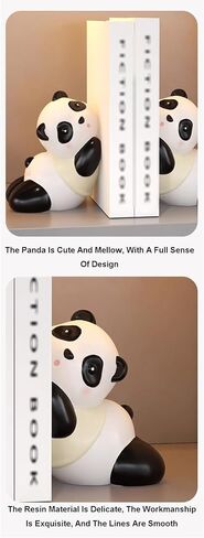 Cute Panda Decorative Bookends Creative Resin Panda Statues Book Ends Animal Figurines Fun Modern Home Sculptures Book Holder for Living Room Entrance in Saudi Arabia