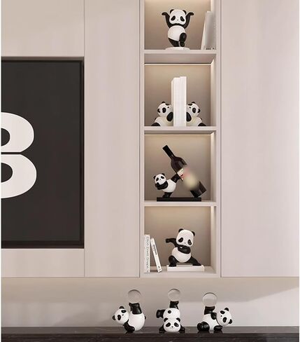 Cute Panda Decorative Bookends Creative Resin Panda Statues Book Ends Animal Figurines Fun Modern Home Sculptures Book Holder for Living Room Entrance in Saudi Arabia