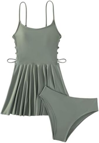 One Piece Swimdress for Women Tummy Control Bathing Suit Vintage Skirt Design Modest Full Coverage 2025 Swim Dress in Saudi Arabia