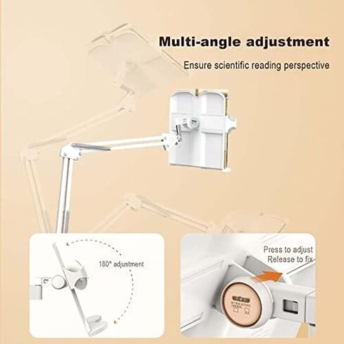 Floor-Standing Cantilever Reading Rack,Adjustable Floor Stand Book Holder for Reading Height 55~170cm 180 Degree Rotatable Ideal for Books Cookbooks and Magazines Off White Color in Saudi Arabia