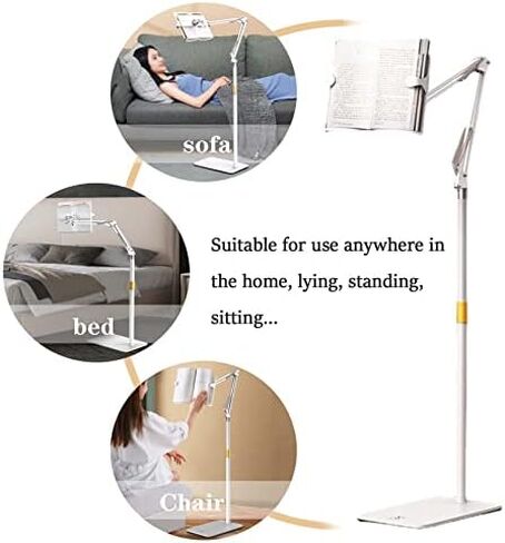 Floor-Standing Cantilever Reading Rack,Adjustable Floor Stand Book Holder for Reading Height 55~170cm 180 Degree Rotatable Ideal for Books Cookbooks and Magazines Off White Color in Saudi Arabia