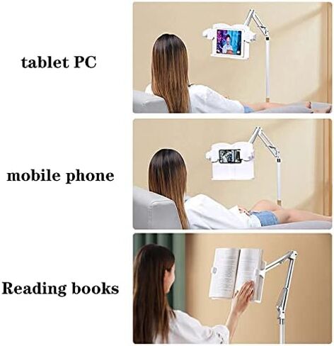 Floor-Standing Cantilever Reading Rack,Adjustable Floor Stand Book Holder for Reading Height 55~170cm 180 Degree Rotatable Ideal for Books Cookbooks and Magazines Off White Color in Saudi Arabia