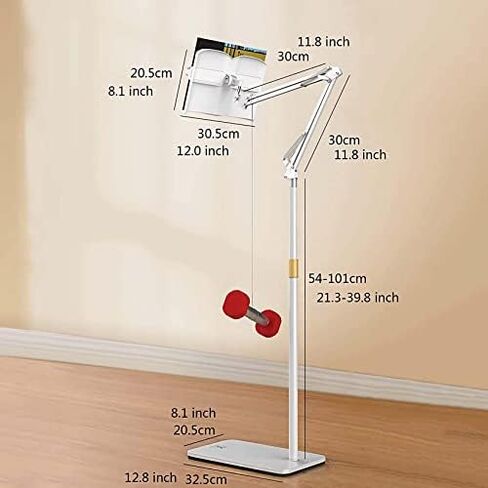 Floor-Standing Cantilever Reading Rack,Adjustable Floor Stand Book Holder for Reading Height 55~170cm 180 Degree Rotatable Ideal for Books Cookbooks and Magazines Off White Color in Saudi Arabia