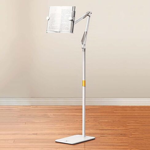 Floor-Standing Cantilever Reading Rack,Adjustable Floor Stand Book Holder for Reading Height 55~170cm 180 Degree Rotatable Ideal for Books Cookbooks and Magazines Off White Color in Saudi Arabia