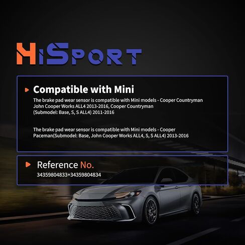 مستشعر تآكل وسادة الفرامل HiSport - متوافق مع Mini Cooper Countryman 2011-2016 Cooper Paceman 2013-2016 يستبدل 34359804833 و34359804834 in Saudi Arabia