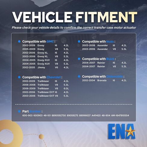 ENA نقل حالة نقل المحرك المحرك متوافق مع شيفروليه جي إم سي ايسوزو بويك أولدزموبيل تريل بليزر مبعوث الصاعد رينييه جيمي برافادا EXT XL XUV EXT XL XUV 2004-2009 استبدال ل 600-903 in Kuwait