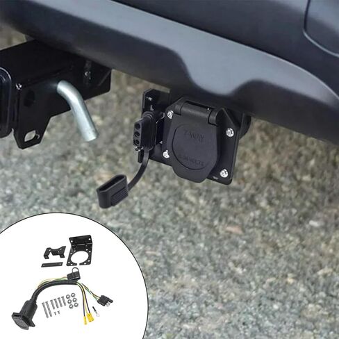 7 Way to 4 Way Trailer Plug Adapter, RV Blade and 4-Way Flat Female End Trailer Socket Wiring Adapter Connector Kit, Vehicle 4 Pin to Trailer 7 Pin to 4 Pin Connector with Mounting Bracket in Saudi Arabia