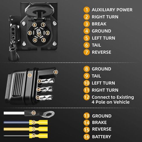 7 Way to 4 Way Trailer Plug Adapter, RV Blade and 4-Way Flat Female End Trailer Socket Wiring Adapter Connector Kit, Vehicle 4 Pin to Trailer 7 Pin to 4 Pin Connector with Mounting Bracket in Saudi Arabia